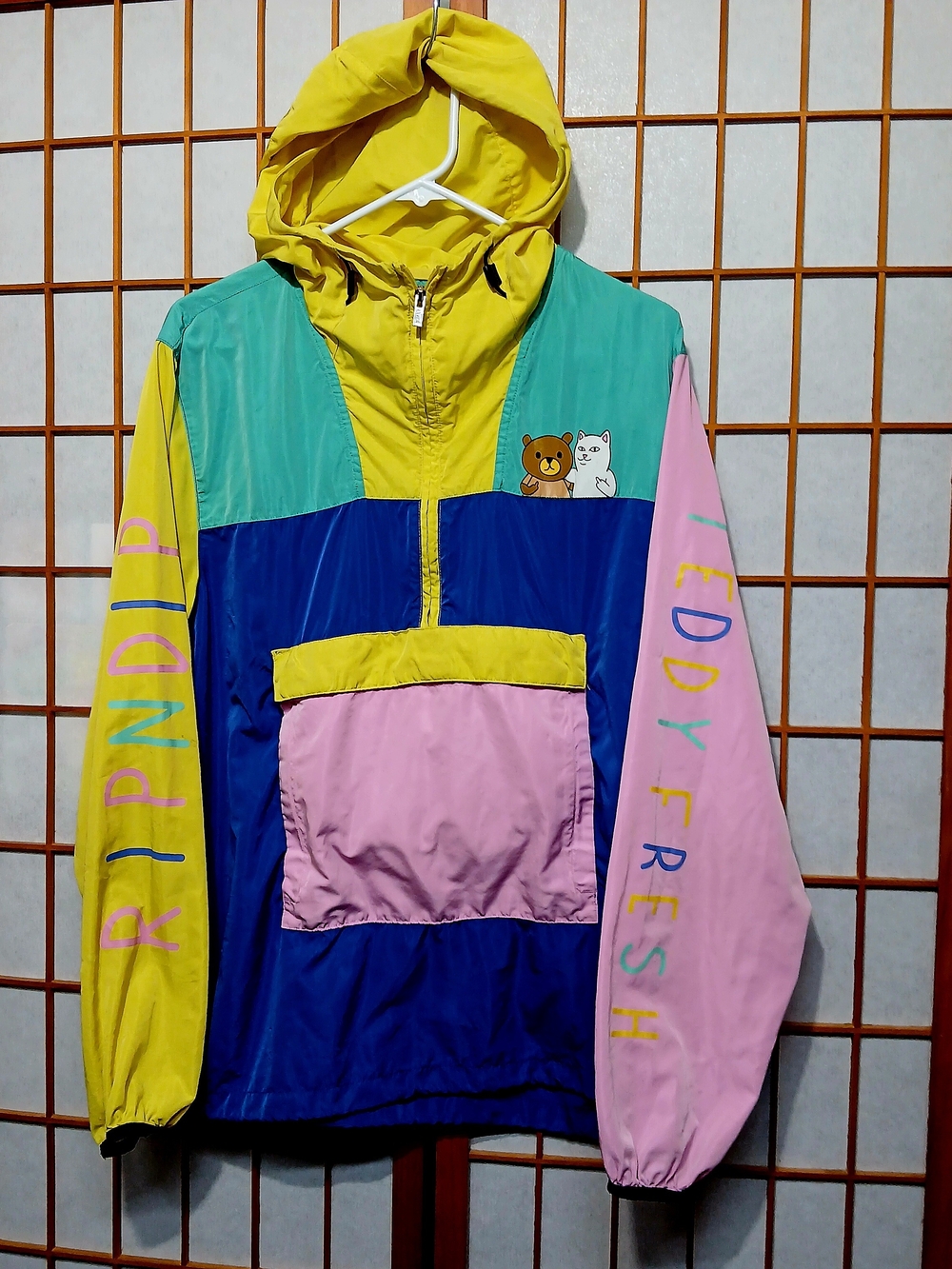 Teddy Fresh Colorblock Windbreaker Jacket in Yellow, Blue, Pink, Mint